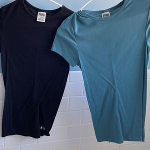 Pink shirts x2 black and blue